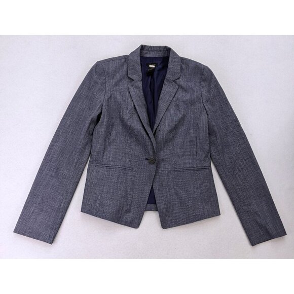 Ann Taylor Factory Women's Blazer Size 4 Blue One-Button Suit Jacket Career - Picture 1 of 10